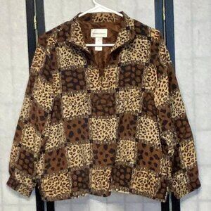 Draper’s & Damon’s Silk Bomber Jacket Animal Print Patchwork Zip Up Washable PM
